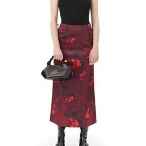 GANNI printed satin maxi skirt size 36
